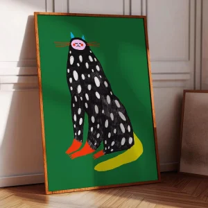 Polka Dot Cat Silhouette Poster