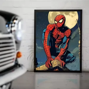 Spider-Man Full Moon Rooftop Poster