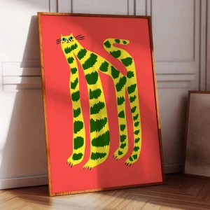 Abstract Yellow Cat Silhouette Poster