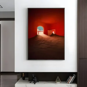 Retro Rap Album Art Poster – Red Room Doorway – Premium Wall Print
