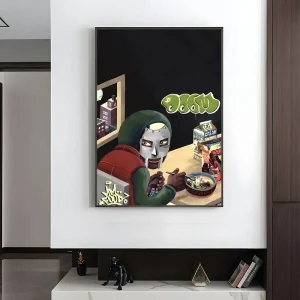 Retro Rap Album Art Poster – Comic Dinner Scene – Premium Wall Print
