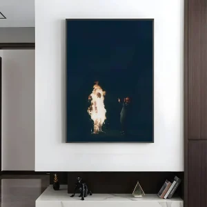 Retro Rap Album Art Poster – Golden Flame Portrait – Premium Wall Print