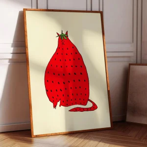 Abstract Strawberry Cat Poster