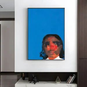 Retro Rap Album Art Poster – Blue Backdrop Face Portrait – Premium Wall Print